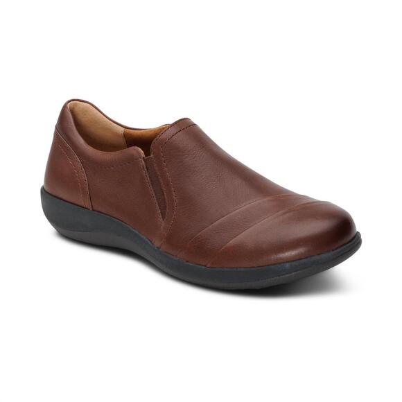 NEW AETREX women's helena slip on shoes in brown